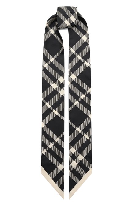 Женский шелковый шарф-твилли BURBERRY черн�ого цвета, арт. 8094701 | Фото 1 (Нос: Не проставлено; Материал сплава: Проставлено; Материал: Шелк, Текстиль)