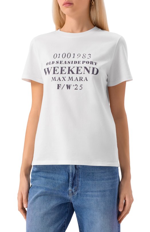 Хлопковая футболка Weekend Max Mara GUGLIA Белый  GUGLIA Фото 3