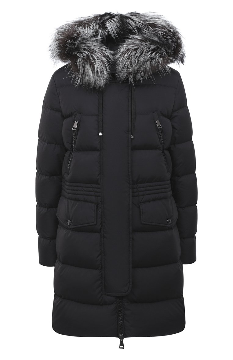 Женский пуховик MONCLER черного цвета, арт. F2-093-1B510-02-C0059 | Фото 1 (Рукава: Длинные; Материал подклада: Синтетический материал; Материал внешний: Синтетический материал; Стили: Кэжуэл; Кросс-КТ: Пуховик; Длина (верхняя одежда): До середины бедра; Материал утеплителя: Пух и перо; Материал сплава: Проставлено; Драгоценные камни: Проставлено)