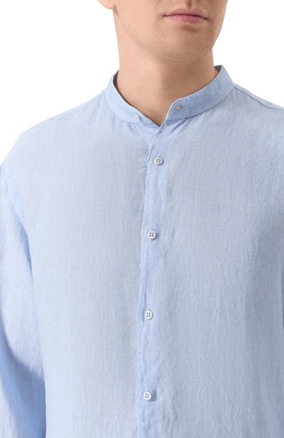 Льняная рубашка INLINUM голубого цвета по цене 24950 руб., арт. D0MENIC0_5, фото 5 Льняная рубашка INLINUM, арт. D0MENIC0_5, фото 5
