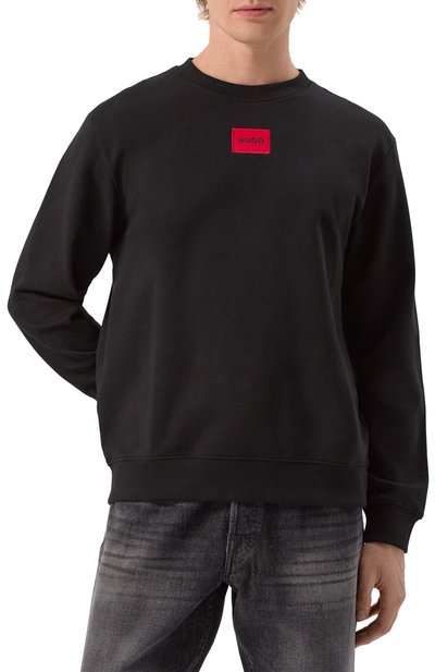 Хлопковый свитшот HUGO черного цвета по цене 12500 руб., арт. 50447964, фото 3 Хлопковый свитшот HUGO, арт. 50447964, фото 3