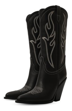 Женские кожаные казаки santa fe 110 SONORA BOOTS черного цвета, арт. SAN903BKCALEE03W/CALF | Фото 1 (Каблук высота: Высокий; Женское Кросс-КТ: Казаки-сапоги; Материал внутренний: Натуральная кожа; Материал сплава: Проставлено; Каблук тип: Устойчивый; Материал утеплителя: Без утеплителя; Подошва: Плоская; Драгоценные камни: Проставлено)