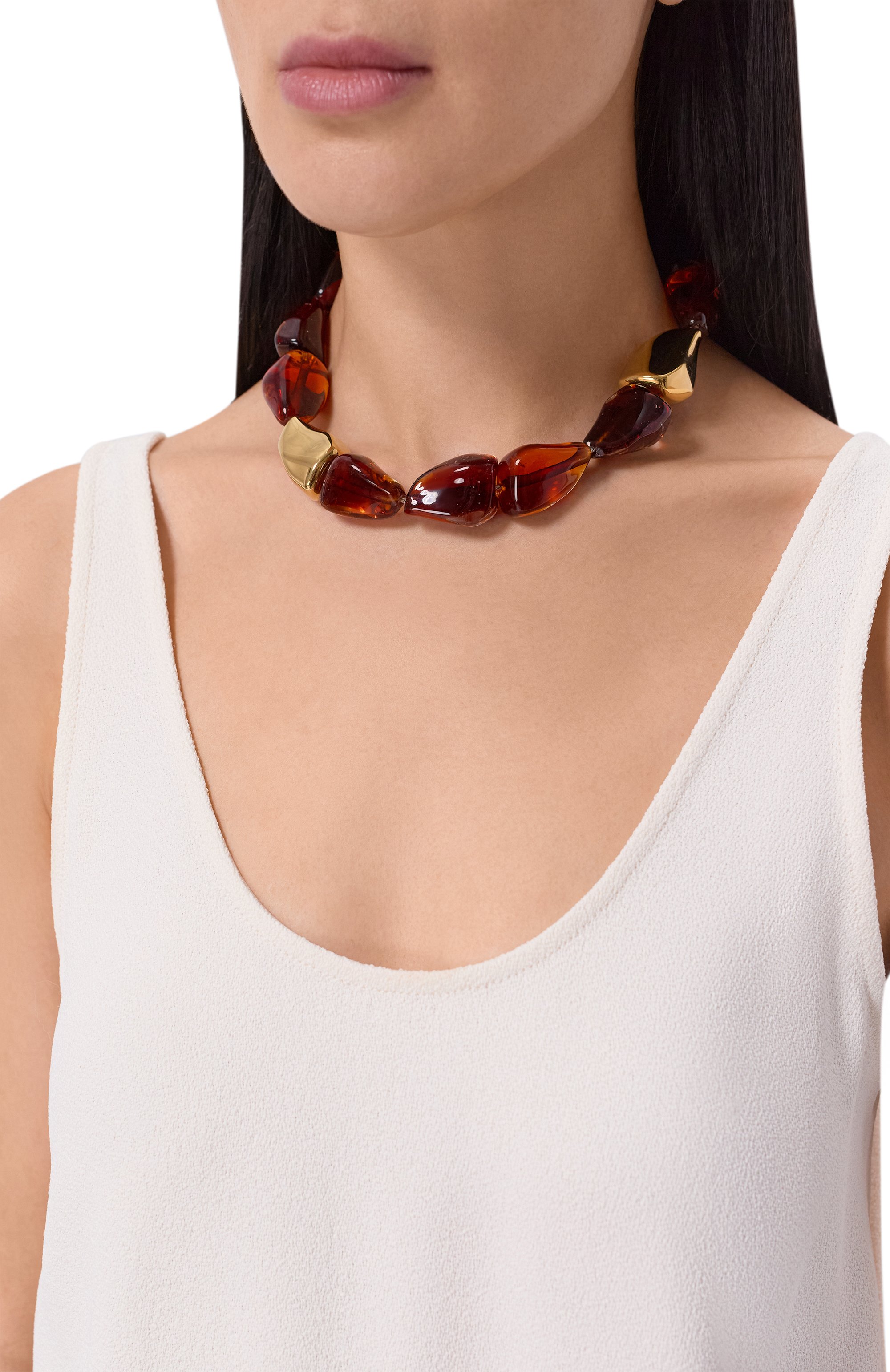 Колье BOTTEGA VENETA коричневого цвета по цене 339000 руб., арт. 865898/V1A91 9203, фото 2 Колье BOTTEGA VENETA, арт. 865898/V1A91 9203, фото 2