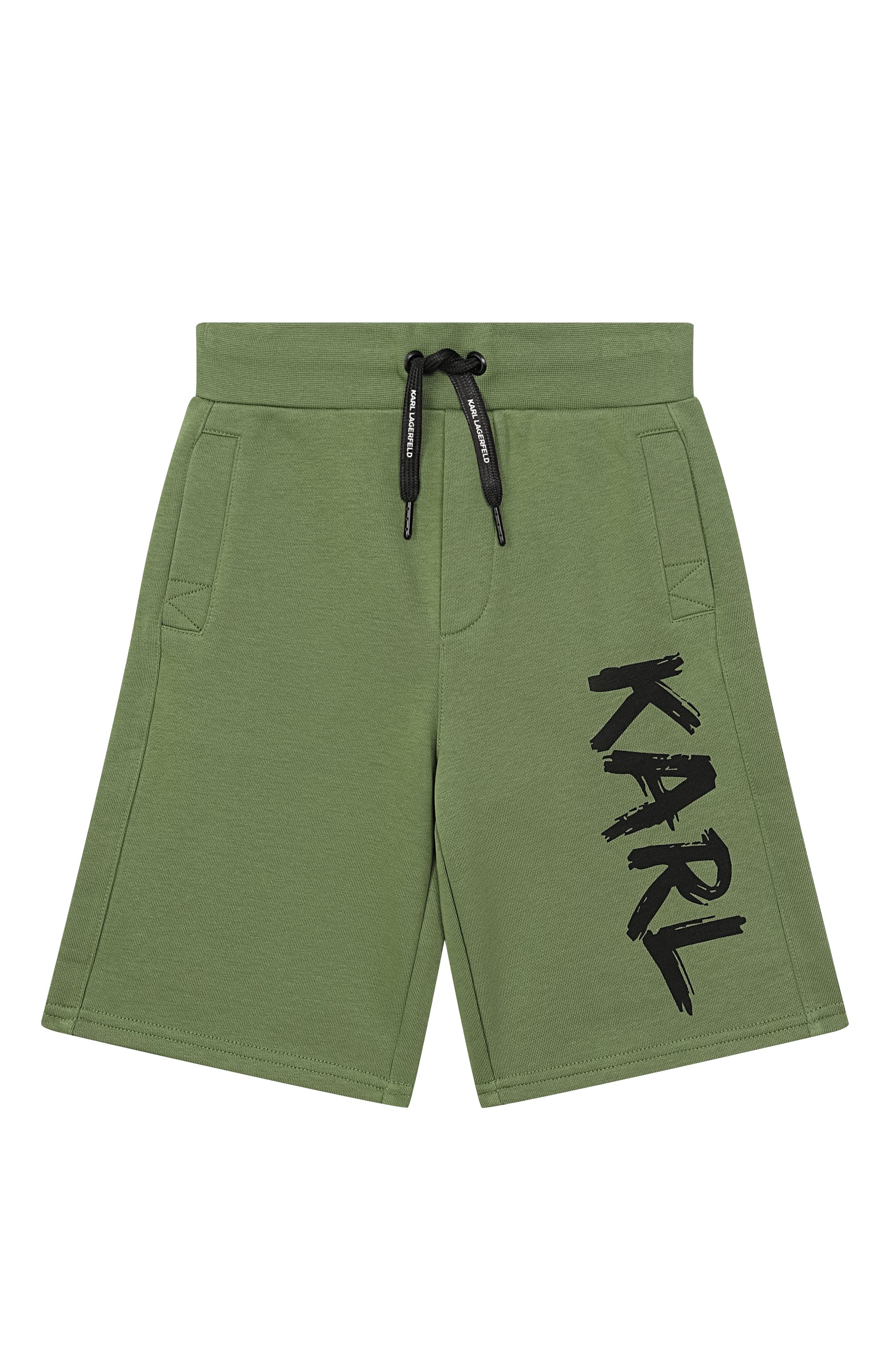 Хлопковые шорты KARL LAGERFELD KIDS хаки цвета по цене 15400 руб., арт. Z31082, фото 1 Хлопковые шорты KARL LAGERFELD KIDS, арт. Z31082, фото 1