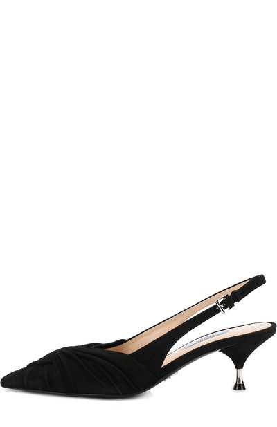 Замшевые туфли на каблуке kitten heel PRADA, арт. 1I690I-8-F0002-DD55, фото 3