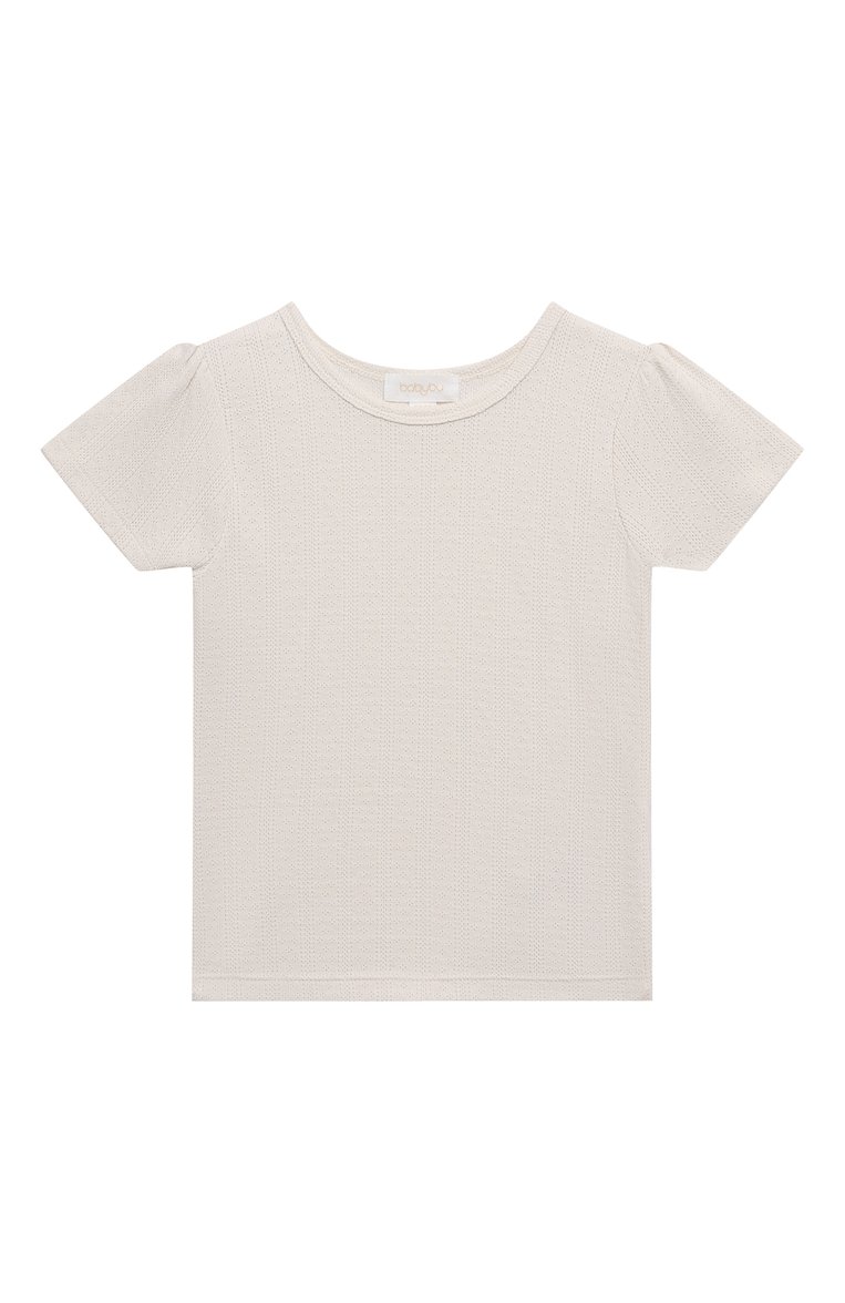 Детский хлопковая футболка BABYBU кремвого цвета, арт. PD1000S22 | Фото 1 (Материал сплава: Проставлено; Нос: Не проставлено; Материал внешний: Хлопок; Кросс-КТ НВ: Футболка)