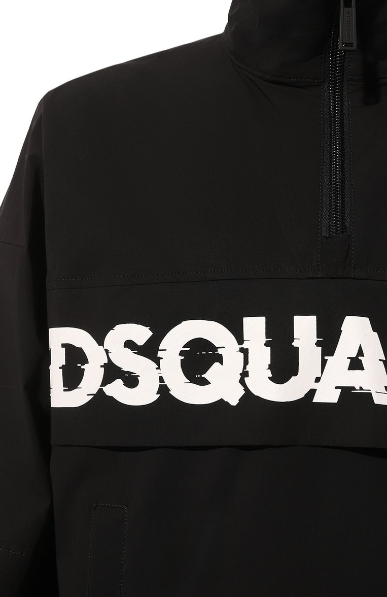 Мужская хлопковый анорак DSQUARED2 черного цвета, арт. S74AM1485/S53578 | Фото 5 (Рукава: Длинные; Материал сплава: Проставлено; Материал внешний: Хлопок; Драгоценные камни: Проставлено; Длина (верхняя одежда): Короткие; Кросс-КТ: Ветровка; Стили: Кэжуэл)