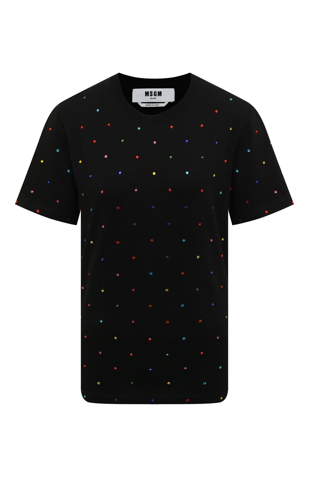 Хлопковая футболка MSGM черного цвета по цене 22600 руб., арт. 3341MDM101 227798, фото 1 Хлопковая футболка MSGM, арт. 3341MDM101 227798, фото 1