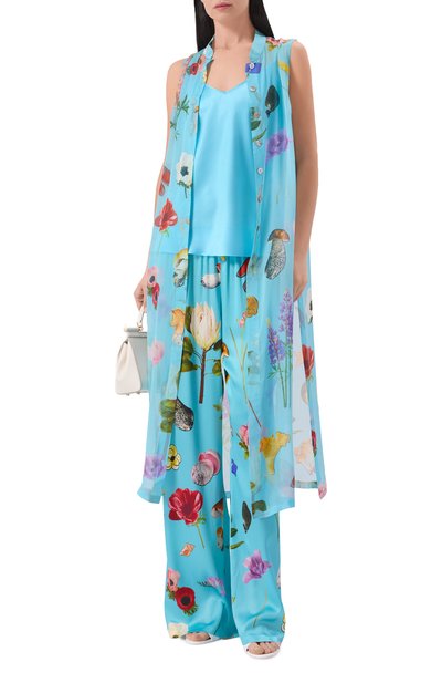 Атласный топ YANINA голубого цвета по цене 47040 руб., арт. T-3069B, фото 2 Атласный топ YANINA, арт. T-3069B, фото 2