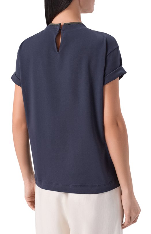 Хлопковая футболка Brunello Cucinelli M0T18BD200 Синий  M0T18BD200 Фото 4