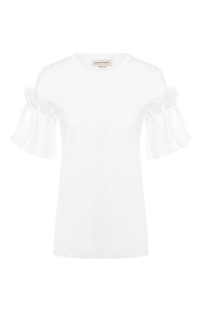 Женская хлопковая футболка ALEXANDER MCQUEEN, арт. 607097/QLAAA