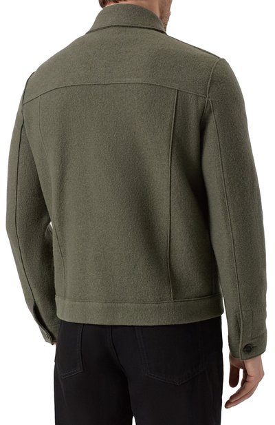 Шерстяная куртка-рубашка HARRIS WHARF LONDON хаки цвета по цене 84600 руб., арт. C9331MLC, фото 4 Шерстяная куртка-рубашка HARRIS WHARF LONDON, арт. C9331MLC, фото 4