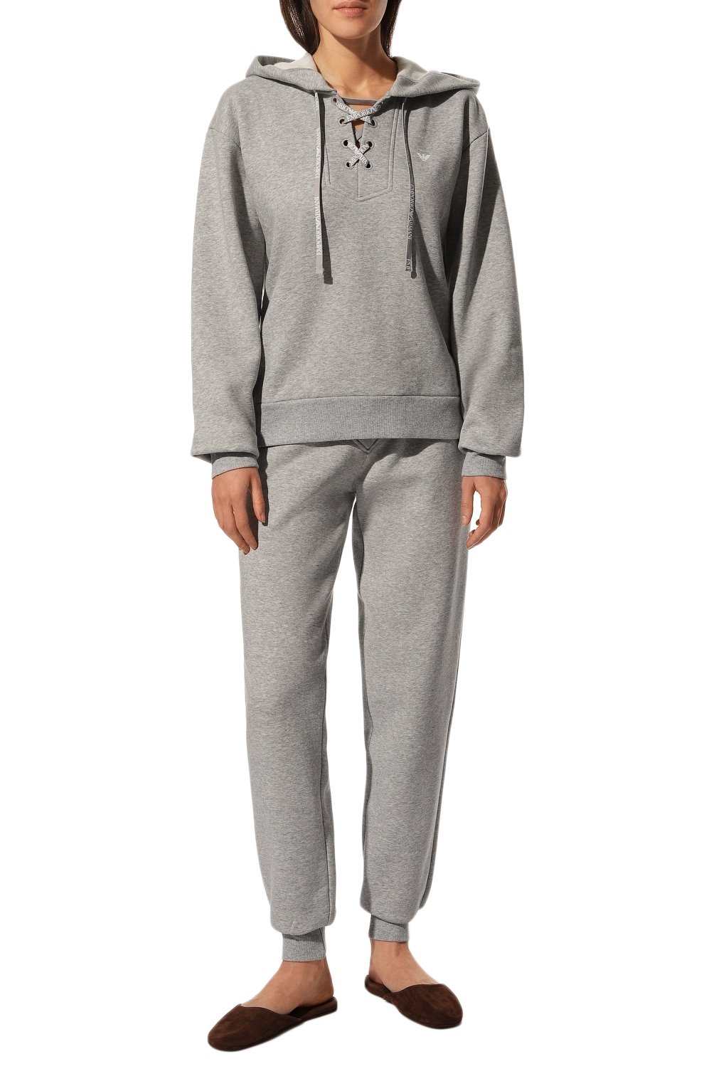 Хлопковое джоггеры EMPORIO ARMANI серого цвета по цене 7995 руб., арт. 164600/2F265, фото 2 Хлопковое джоггеры EMPORIO ARMANI, арт. 164600/2F265, фото 2
