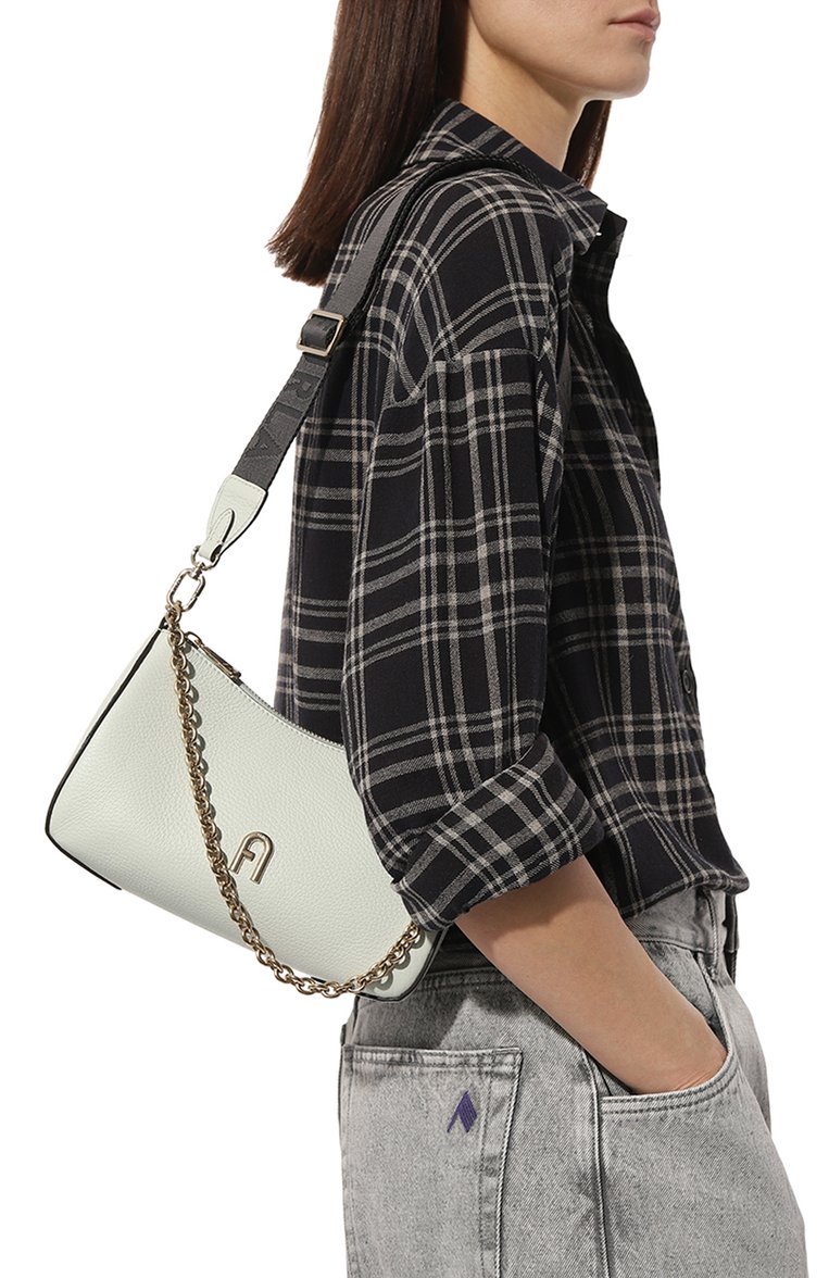 Женская сумка furla primula FURLA светло-зеленого цвета, арт. WB00903/BX2972 | Фото 2 (Размер: small; Ремень/цепочка: На ремешке; Драгоценные камни: Проставлено; Материал сплава: Проставлено; Материал: Натуральная кожа)