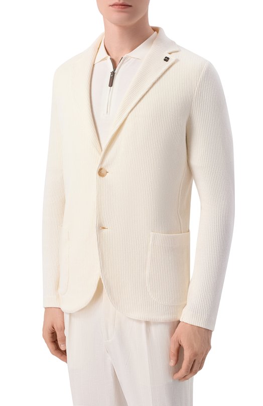 Пиджак изо льна и хлопка Gran Sasso 57156/18652 Кремовый  57156/18652 Фото 3