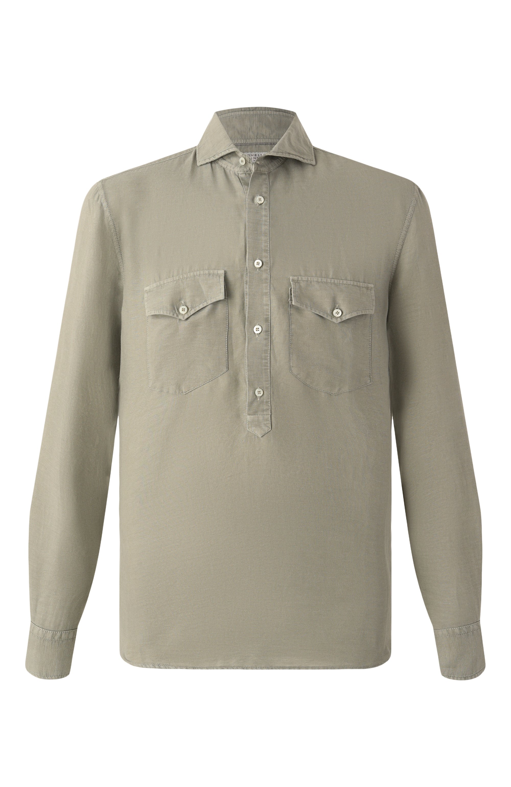 Рубашка изо льна и хлопка BRUNELLO CUCINELLI, арт. MD6983040P, фото 1