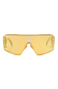 Женские солнцезащитные очки BALMAIN желтого цвета, арт. BPS-146D | Фото 4 (Нос: Не проставлено; Региональные ограничения белый список (Axapta Mercury): Не проставлено; Кросс-КТ: С/з-унисекс; Тип очков: С/з; Материал: Металл, Пластик; Очки форма: Маска; Оптика Гендер: оптика-унисекс)