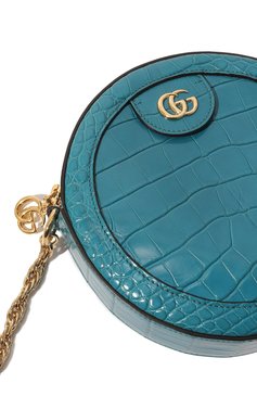 Женская сумка ophidia gg mini GUCCI голубого цвета, арт. 550618 EV40G | Фото 3 (Сумки-технические: Сумки через плечо; Материал: Экзотическая кожа, Натуральная кожа; Материал сплава: Проставлено; Размер: mini; Ремень/цепочка: На ремешке; Драгоценные камни: Проставлено)