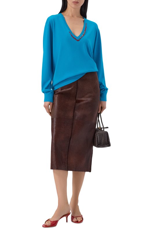 Шерстяной пуловер Dries Van Noten 011204/3700 Голубой  011204/3700 Фото 2