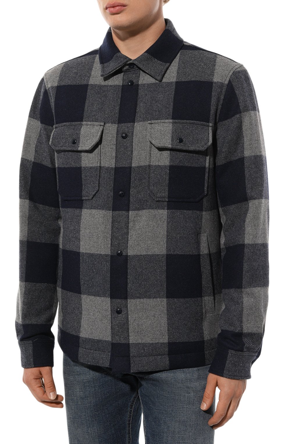 Шерстяная куртка-рубашка WOOLRICH синего цвета по цене 48900 руб., арт. CFWOOS0067MRUT3046, фото 3 Шерстяная куртка-рубашка WOOLRICH, арт. CFWOOS0067MRUT3046, фото 3
