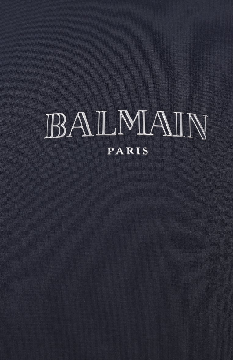 Мужская хлопковая футболка BALMAIN темно-синего цвета, арт. EH0EF000/BC98 | Фото 6 (Материал внешний: Хлопок; Длина (для топов): Стандартные; Рукава: Короткие; Принт: С принтом; Стили: Кэжуэл; Мужское Кросс-КТ: Футболка-одежда)