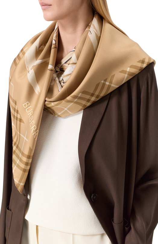 Шелковый платок Burberry 8125815 Бежевый  8125815 Фото 2