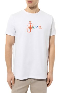 Мужская хлопковая футболка A.P.C. белого цвета, арт. C0GVC-M26299 | Фото 3 (Рукава: Короткие; Длина (для топов): Стандартные; Принт: С принтом; Материал сплава: Проставлено; Материал внешний: Хлопок; Драгоценные камни: Проставлено; Стили: Кэжуэл)