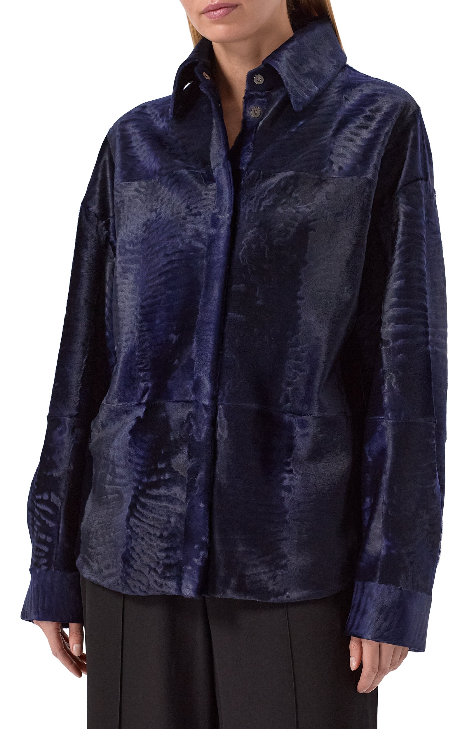 Куртка-рубашка из каракульчи MVST, арт. M022/KARAKULCHA NAVY, фото 3