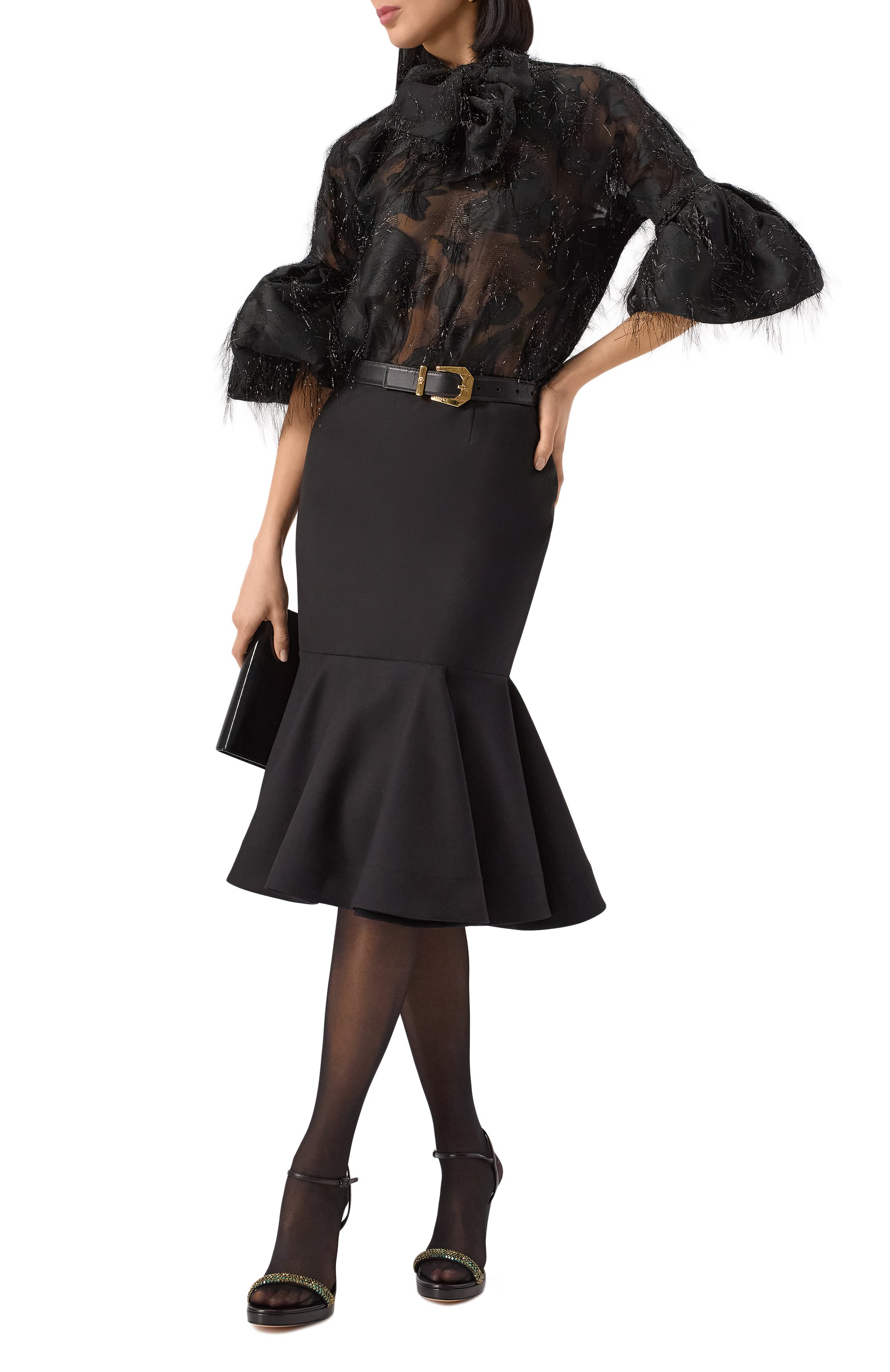 Блузка NINA RICCI черного цвета по цене 164000 руб., арт. 25PCT0016/PL0476, фото 2 Блузка NINA RICCI, арт. 25PCT0016/PL0476, фото 2