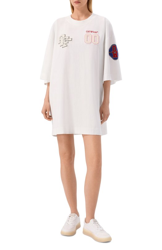 Хлопковое платье Off-White 0WDH00AS26JER002 Белый  0WDH00AS26JER002 Фото 2