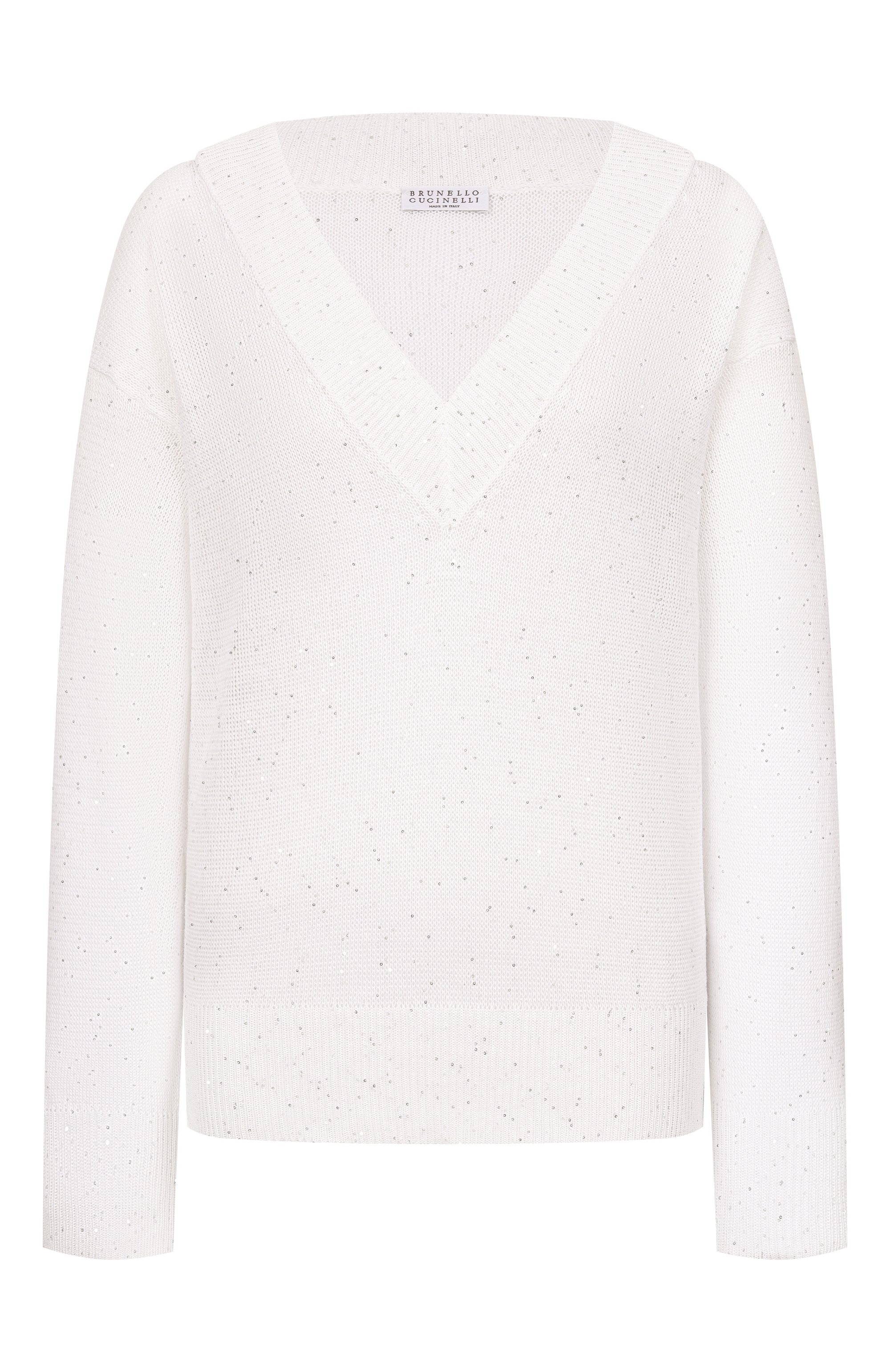 Пуловер изо льна и хлопка BRUNELLO CUCINELLI, арт. MDT746412, фото 1