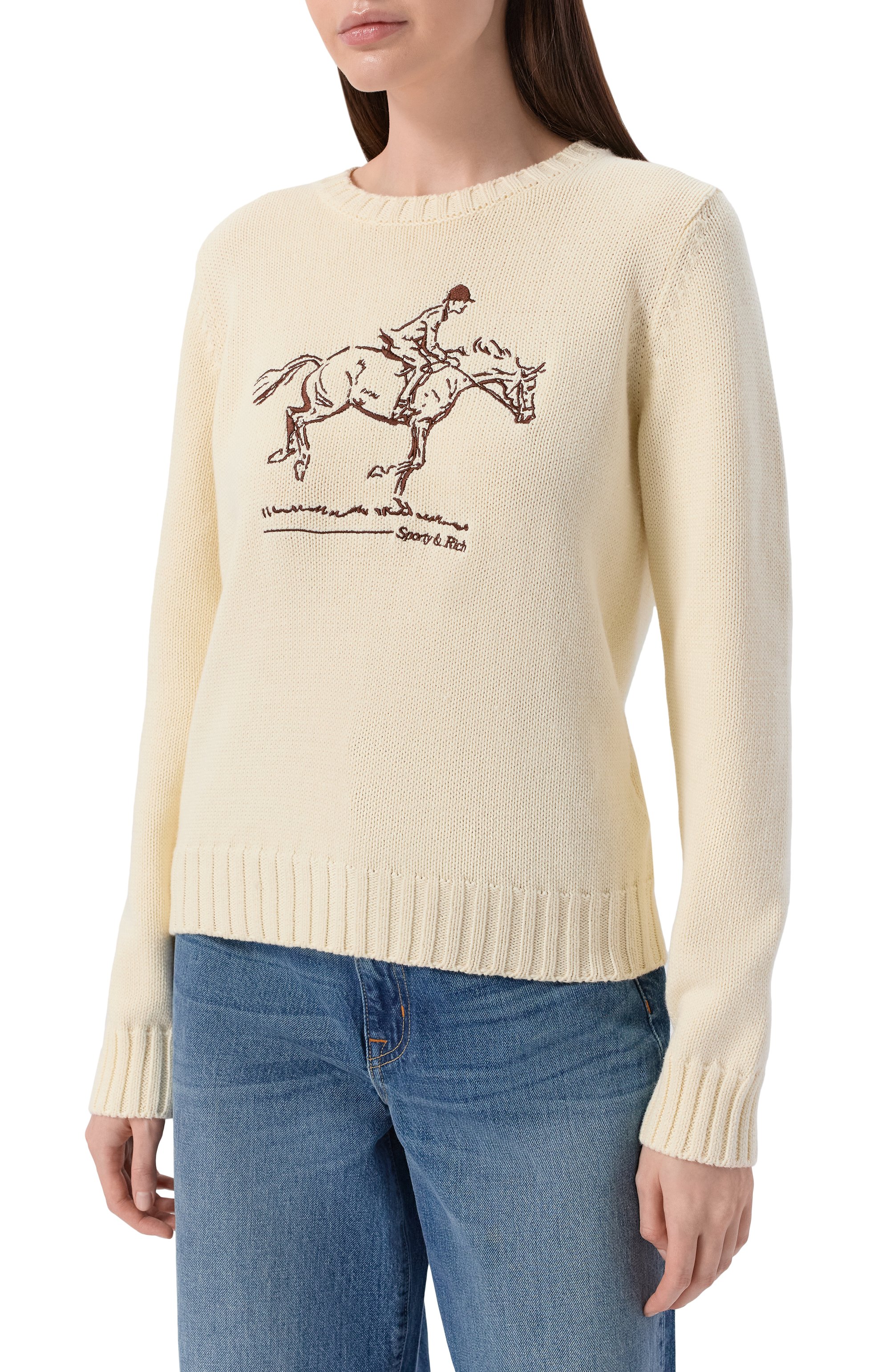 Хлопковый пуловер SPORTY AND RICH, арт. WS06565245WH37, фото 3