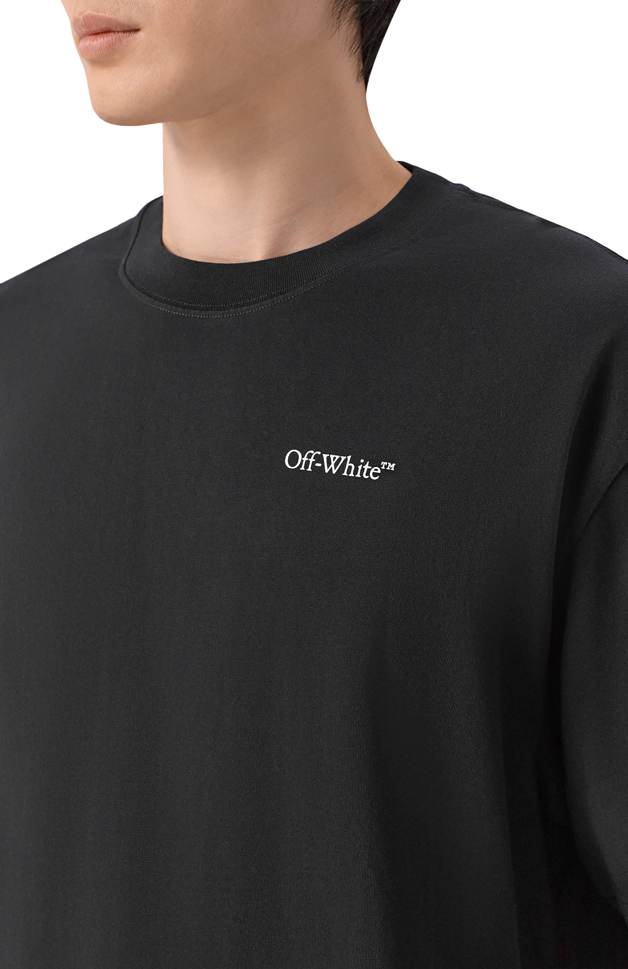 Хлопковая футболка OFF-WHITE черного цвета по цене 31100 руб., арт. 0MAA120S26JER008, фото 5 Хлопковая футболка OFF-WHITE, арт. 0MAA120S26JER008, фото 5