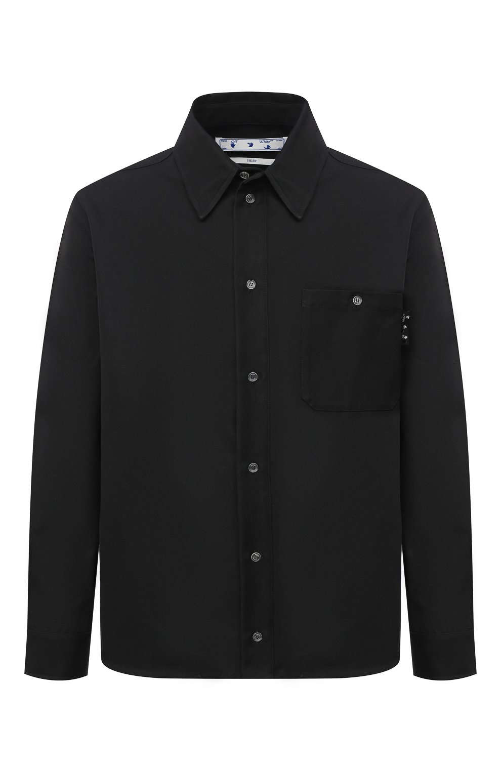 Хлопковая рубашка OFF-WHITE черного цвета по цене 46750 руб., арт. 0MGA137F20FAB0011001, фото 1 Хлопковая рубашка OFF-WHITE, арт. 0MGA137F20FAB0011001, фото 1