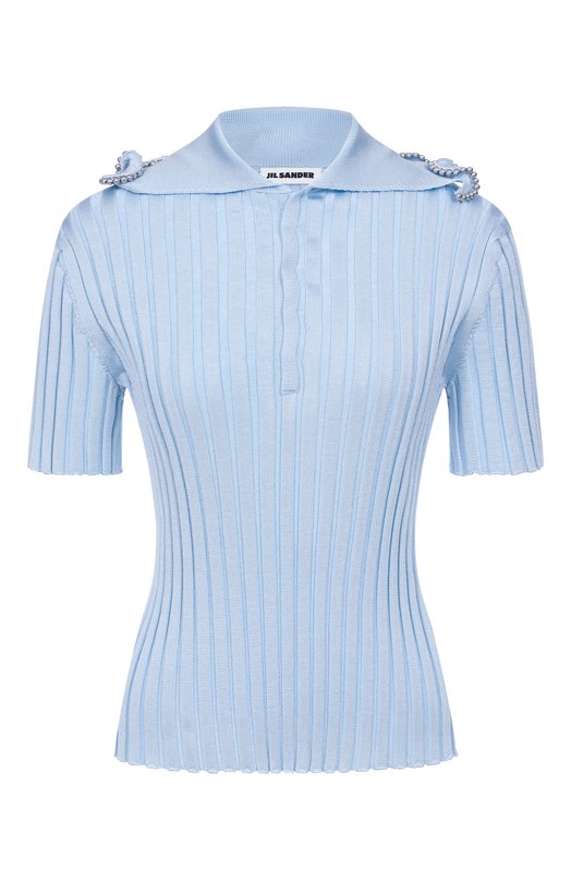 Поло из вискозы Jil Sander J03GL0114/J18346 Голубой J03GL0114/J18346