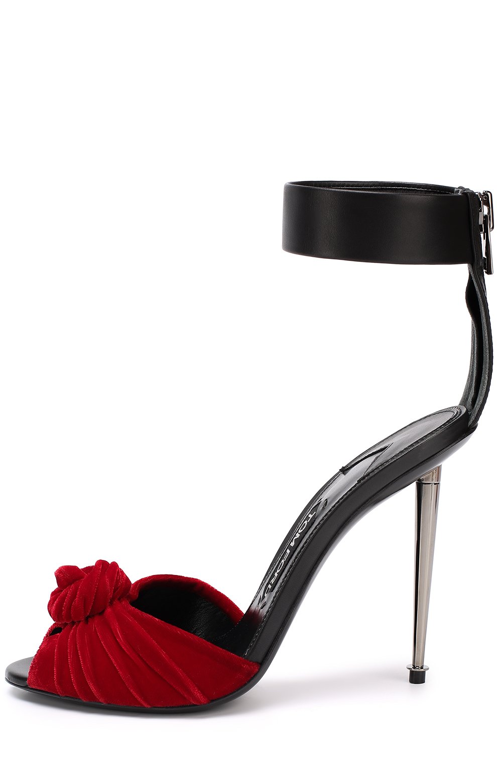 Бархатные босоножки на шпильке с кожаным ремешком TOM FORD, арт. W2148R-VCA, фото 3