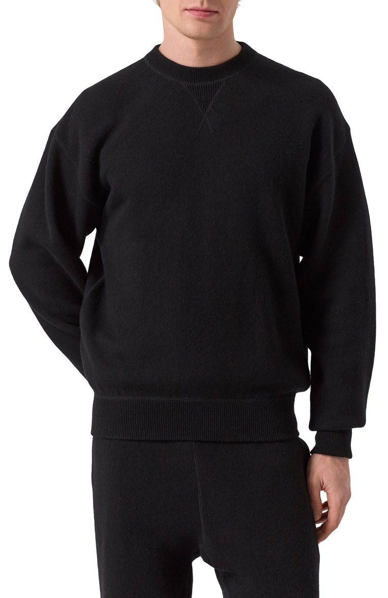 Мужской кашемировый джемпер JIL SANDER черного цвета, арт. J47GP0193-J13276 | Фото 3 (Рукава: Длинные; Длина (для топов): Стандартные; Материал внешний: Кашемир, Шерсть; Мужское Кросс-КТ: Джемперы; Принт: Без принта; Вырез: Круглый; Стили: Кэжуэл)