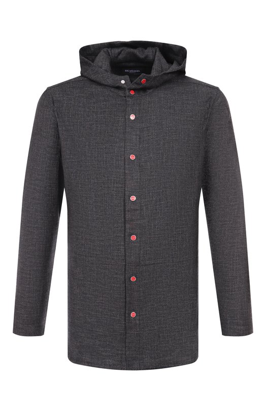 Рубашка из шерсти и шелка Kiton UMCPETEK0119G02 Серый UMCPETEK0119G02