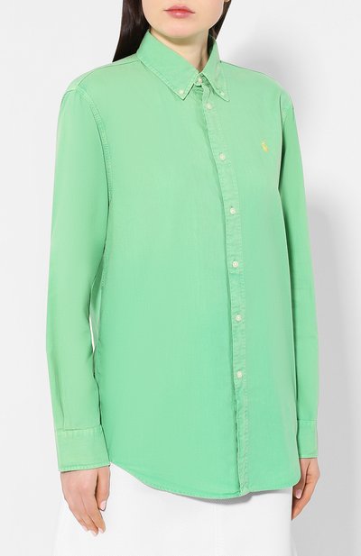 Хлопковая рубашка POLO RALPH LAUREN зеленого цвета по цене 10600 руб., арт. 211744729, фото 3 Хлопковая рубашка POLO RALPH LAUREN, арт. 211744729, фото 3
