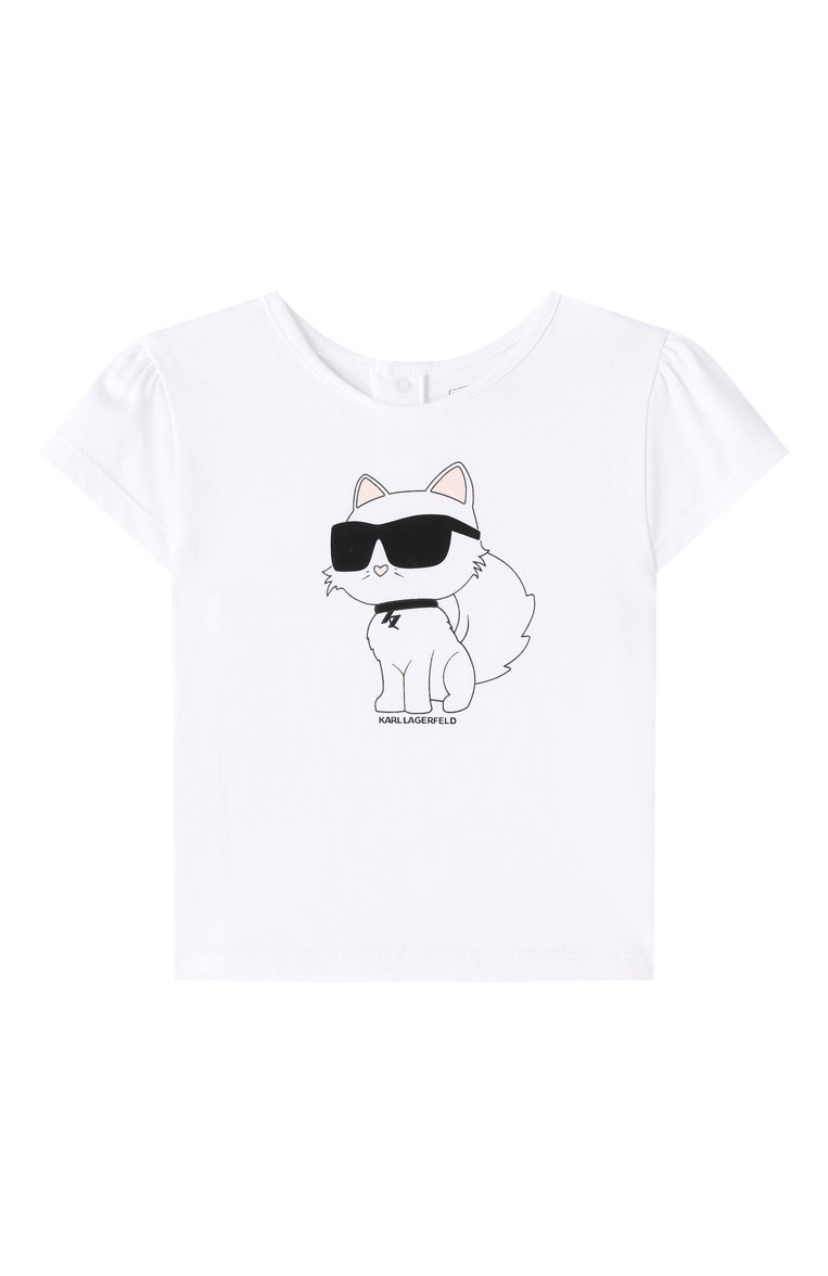 Детская комплект из футболки и брюк KARL LAGERFELD KIDS черно-белого цвета, арт. Z30517. | Фото 3 (Материал сплава: Проставлено; Материал внешний: Хлопок; Девочки Кросс-КТ: Костюмы-спорт; Рукава: Короткие; Драгоценные камни: Проставлено; Ростовка одежда: 24 мес | 92 см)