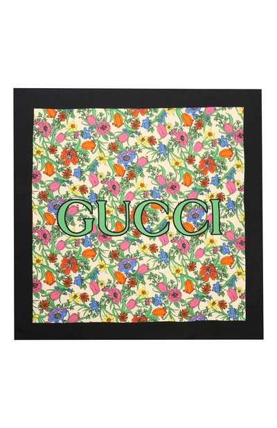 Шелковый платок GUCCI разноцветного цвета по цене 34500 руб., арт. 601239/3G001, фото 3 Шелковый платок GUCCI, арт. 601239/3G001, фото 3