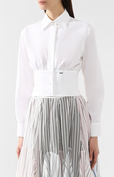 Хлопковая блузка OFF-WHITE белого цвета по цене 46600 руб., арт. 0WGA052R197440740110, фото 3 Хлопковая блузка OFF-WHITE, арт. 0WGA052R197440740110, фото 3
