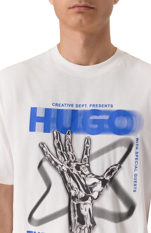 Хлопковая футболка HUGO Blue 50543494 Белый  50543494 Фото 5