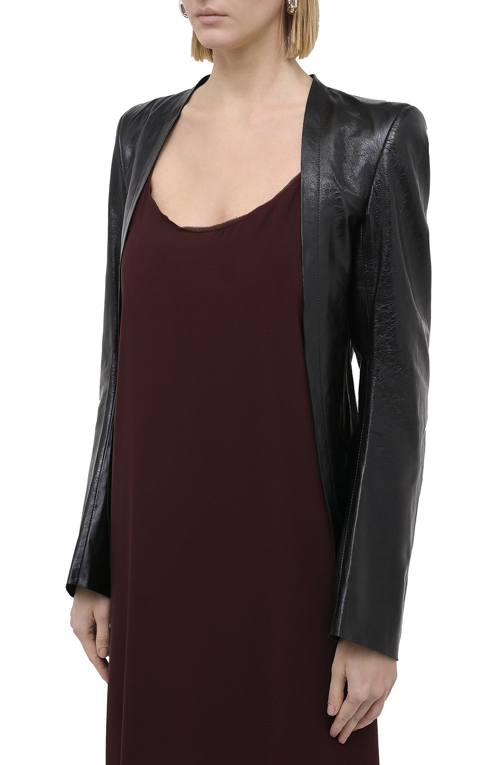 Кожаный жакет ANN DEMEULEMEESTER черного цвета по цене 199500 руб., арт. 2002-1009-P-272-099, фото 4 Кожаный жакет ANN DEMEULEMEESTER, арт. 2002-1009-P-272-099, фото 4