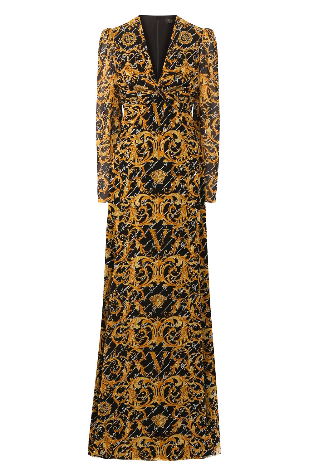 Шелковое платье VERSACE золотого цвета по цене 956000 руб., арт. A85790/A233371, фото 1 Шелковое платье VERSACE, арт. A85790/A233371, фото 1
