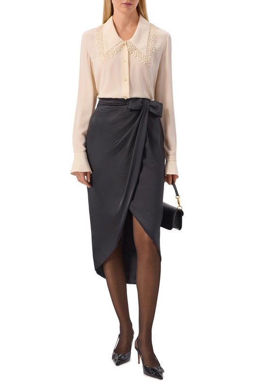 Атласная юбка Valentino 8B3RAEF0/8M6 Чёрный  8B3RAEF0/8M6 Фото 2