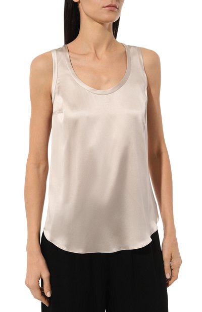 Шелковый топ BRUNELLO CUCINELLI бежевого цвета по цене 59950 руб., арт. M0C59E0600, фото 3 Шелковый топ BRUNELLO CUCINELLI, арт. M0C59E0600, фото 3