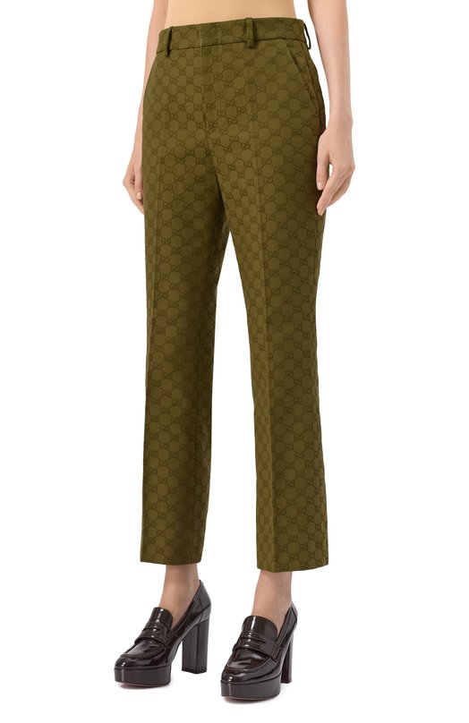 Хлопковые брюки Gucci 837435/Z7ADE Зелёный  837435/Z7ADE Фото 3