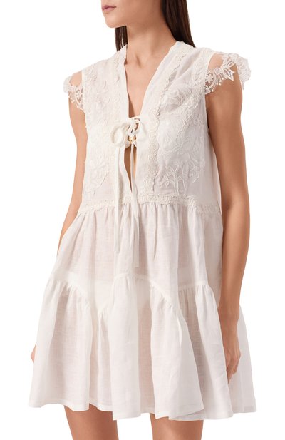 Платье изо льна и вискозы MAURIZIO белого цвета по цене 53250 руб., арт. W06050679, фото 3 Платье изо льна и вискозы MAURIZIO, арт. W06050679, фото 3