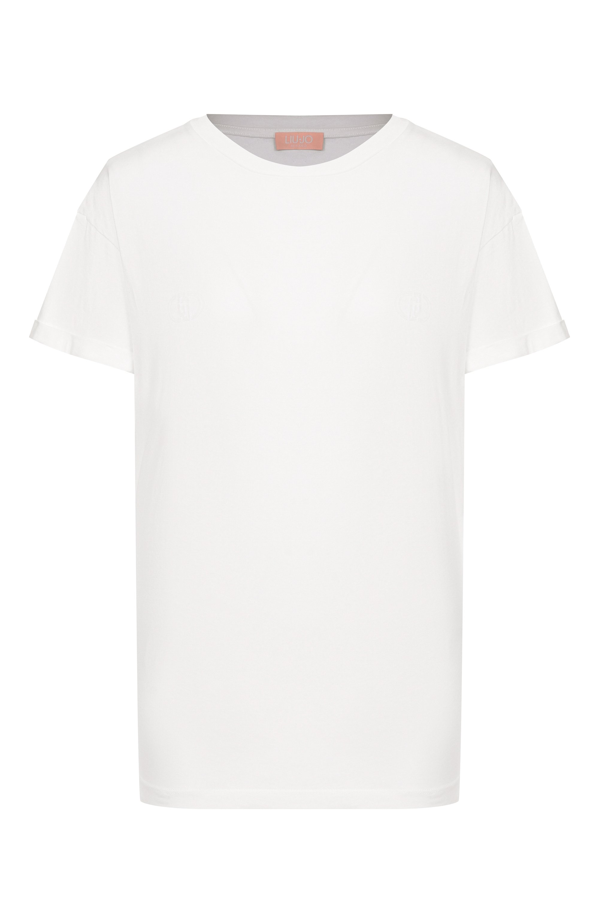 Хлопковая футболка LIU JO белого цвета по цене 8190 руб., арт. WA5512JS923, фото 1 Хлопковая футболка LIU JO, арт. WA5512JS923, фото 1